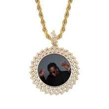 Colar de pingente de corrente cubana hip hop bling bling hip hop ouro prata com zircão e joias personalizadas com fotos personalizadas